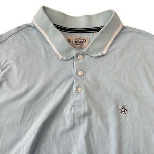 Penguin Polo Shirt Light Blue Short Sleeve Casual Golf Mens XL